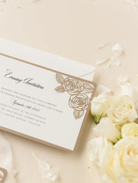 Romantic Roses Laser Cut Wedding Evening Invitation