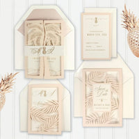 Palm Tree Order of Service,  Laser Cut Tropical Destination Invitation