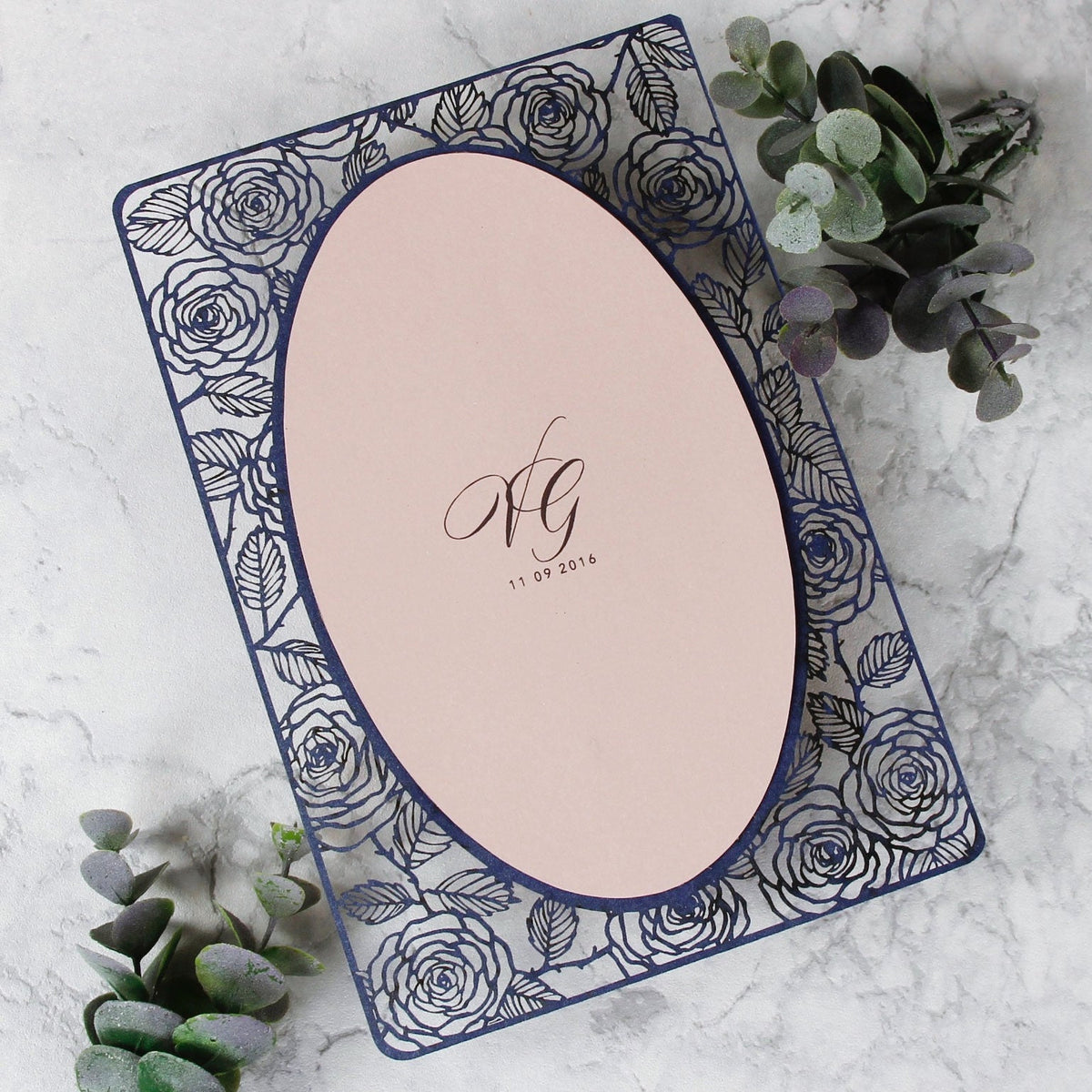 Champagne Romantic Roses Mirror Laser Cut le jour du mariage Invitation