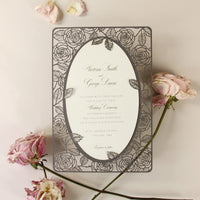 Champagne Romantic Roses Mirror Laser Cut le jour du mariage Invitation