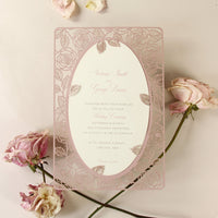 Champagne Romantic Roses Mirror Laser Cut le jour du mariage Invitation