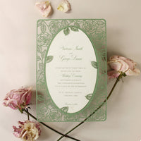 Champagne Romantic Roses Mirror Laser Cut le jour du mariage Invitation