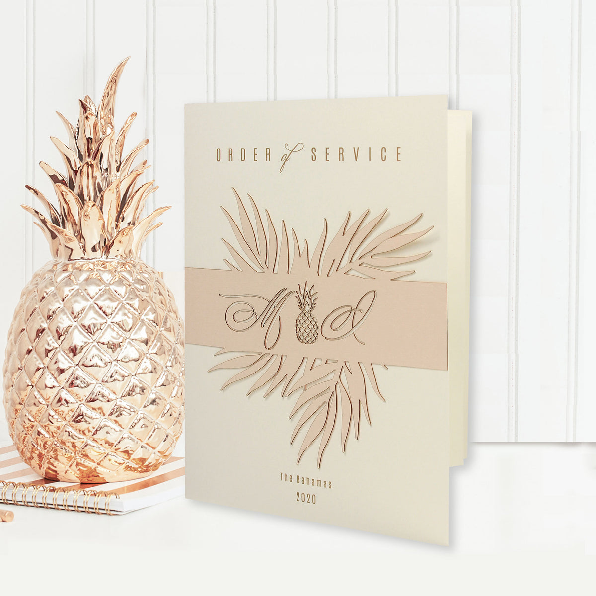 Palm Tree Order of Service,  Laser Cut Tropical Destination Invitation