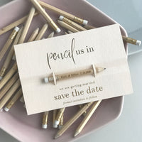 Save the Date - Pencil us in ✏  Wedding Card in Real Foil your names Engraved