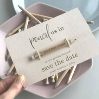 Save the Date - Pencil us in ✏  Wedding Card in Real Foil your names Engraved