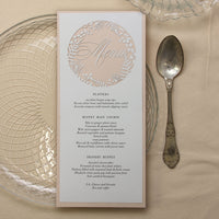 Menu de coupe laser à la pêche et à la fougère naturelle