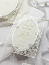 Invito al giorno delle nozze con rose romantiche champagne tagliate al laser