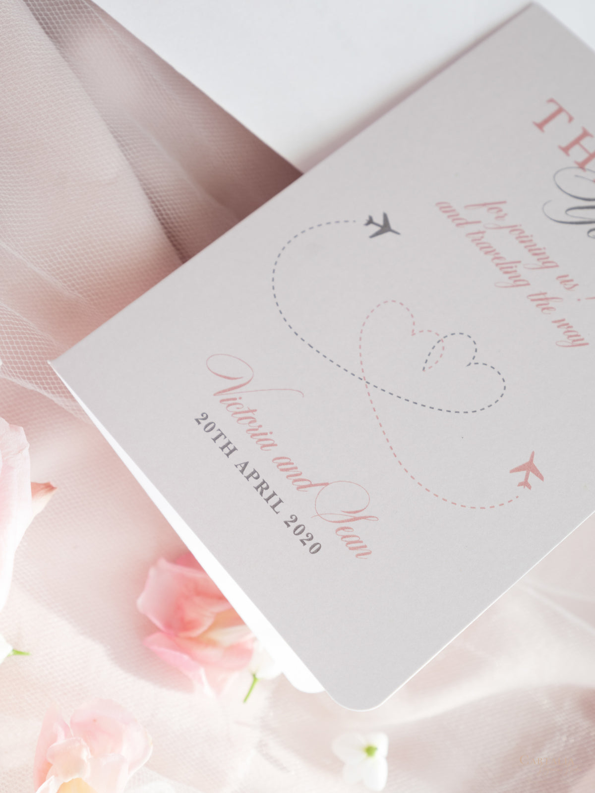 Thank you Cards with own message - matching Passport Wedding Invitation