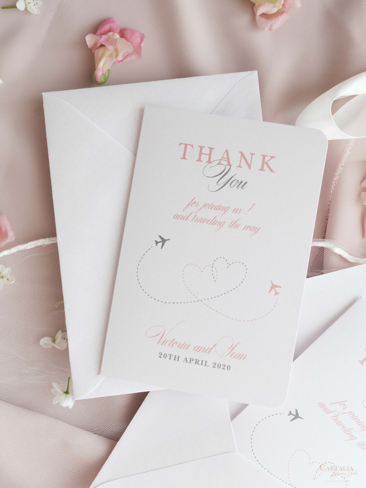 Thank you Cards with own message - matching Passport Wedding Invitation