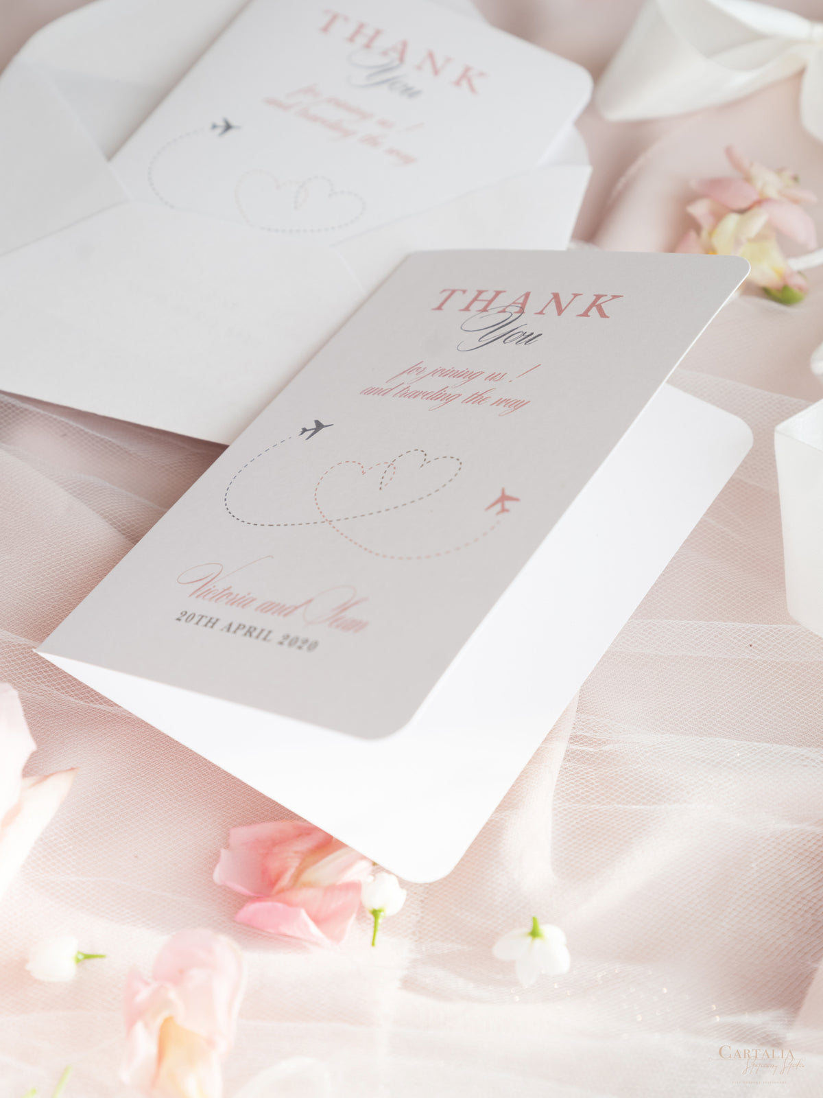 Thank you Cards with own message - matching Passport Wedding Invitation