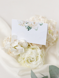 White Hydrangea Design Place Cards