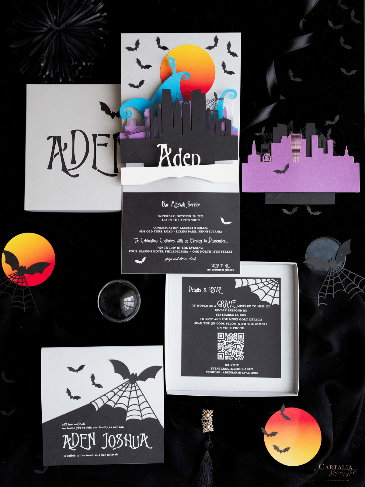 3D Pop Up Bat Mitzvah Halloween Invitation | Tim Burton Nightmare Befo Cartalia 3D Pop Up Bat Mitzvah Halloween Invitation | Tim Burton Nightmare Befo Cartalia