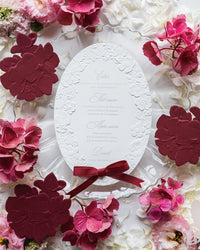 Oval 3D Sculpted Menu | Letterpress on 330gsm Premium Ivory Matt Cardstock