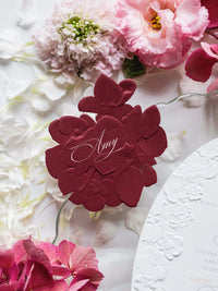 Oval 3D Sculpted Menu in Bordoux | Letterpress on 330gsm Premium Ivory Matt Cardstock (Copy)