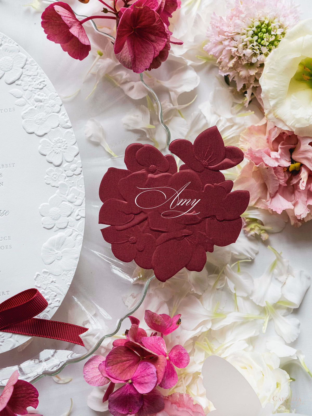 Oval 3D Sculpted Menu in Bordoux | Letterpress on 330gsm Premium Ivory Matt Cardstock (Copy)