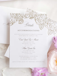 Luxury Roses Silver Foil & Lilac Invitation Pocket Fold Suite | Commission sur mesure G&D