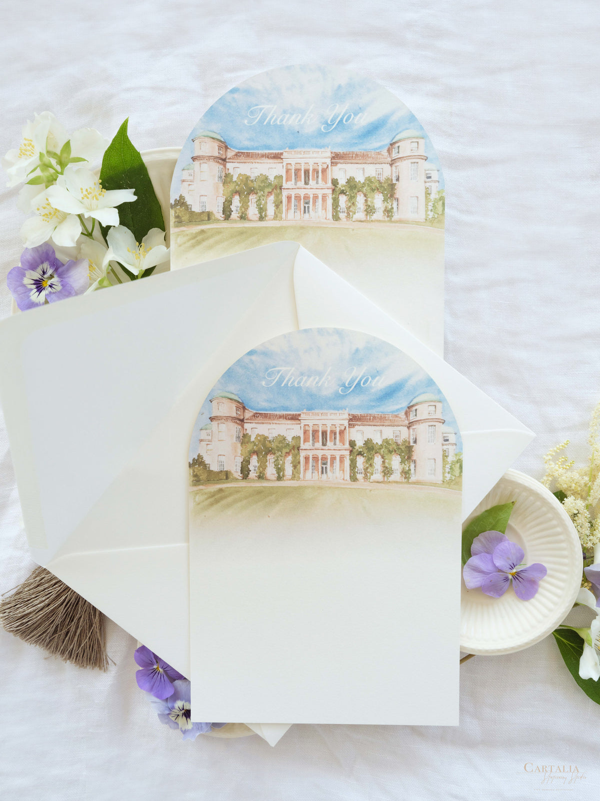 Arch Thank You Cards  | Watercolour Venue Drawing | Bespoke Commission H&B