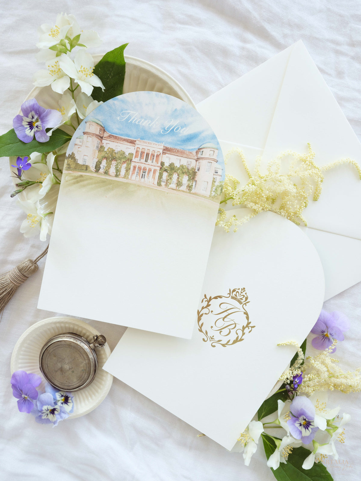 Arch Thank You Cards  | Watercolour Venue Drawing | Bespoke Commission H&B