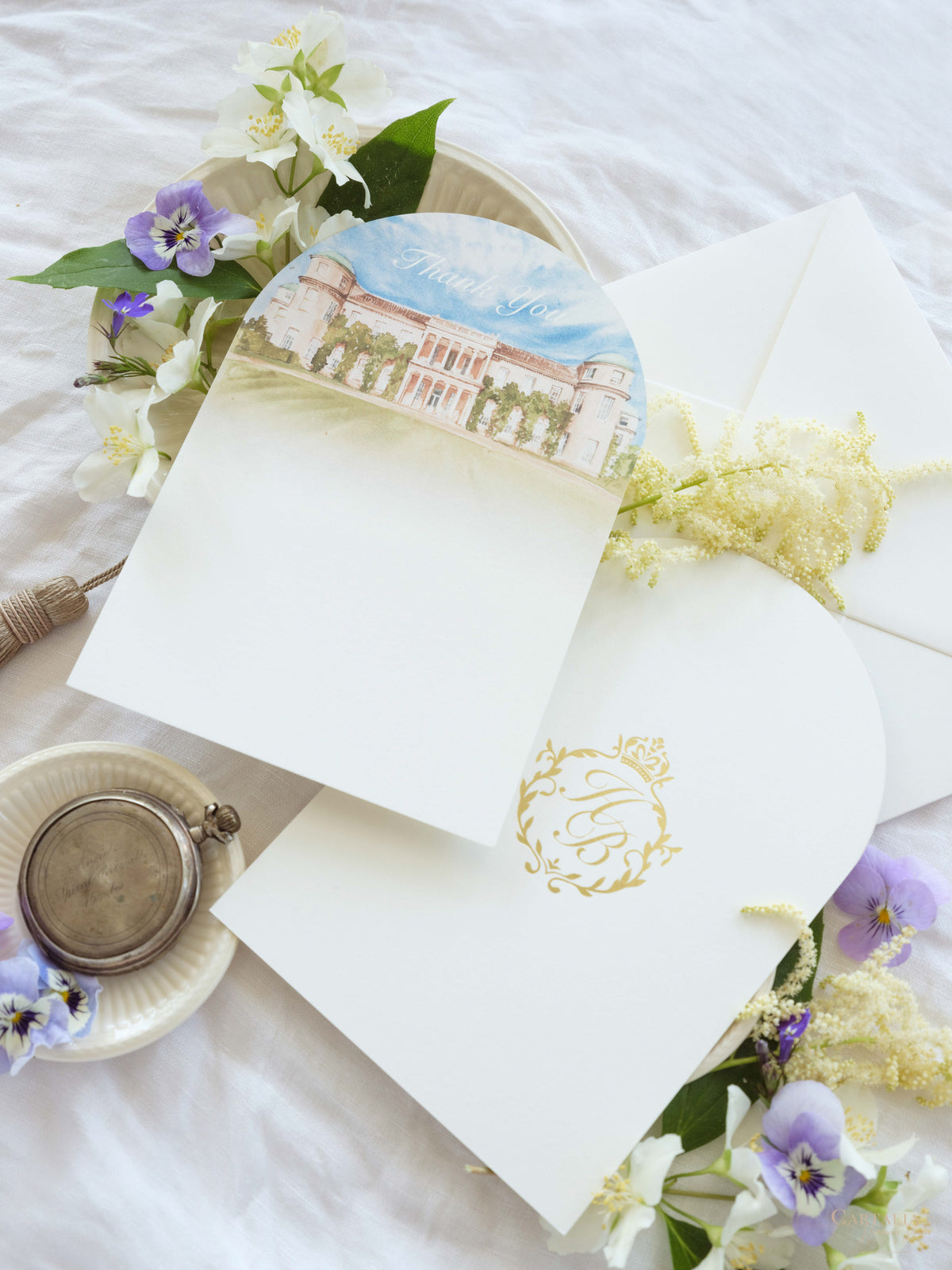 Arch Thank You Cards  | Watercolour Venue Drawing | Bespoke Commission H&B