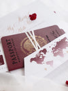 Luxury Destination Travel Wallet | Gold Foil & Engraved with Plexi Plane Passport Travel Wallet : Luxury Wedding Passport Invite