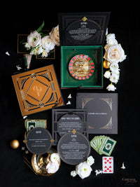 Luxury Boxed Invitation: Gold Foil Casino, Las Vegas Art Deco Wedding Invitation | Bespoke Commission T&A, The Wedding Salons at Wynn Las Vegas