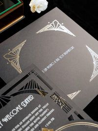 Luxury Boxed Invitation: Gold Foil Casino, Las Vegas Art Deco Wedding Invitation | Bespoke Commission T&A, The Wedding Salons at Wynn Las Vegas