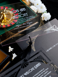 Luxury Boxed Invitation: Gold Foil Casino, Las Vegas Art Deco Wedding Invitation | Bespoke Commission T&A, The Wedding Salons at Wynn Las Vegas