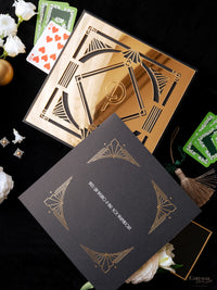 Luxury Boxed Invitation: Gold Foil Casino, Las Vegas Art Deco Wedding Invitation | Bespoke Commission T&A, The Wedding Salons at Wynn Las Vegas