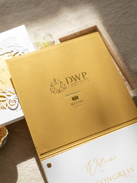 DWP Congress Schedule Papeterie avec feuille d'or, coupe laser, découpes de mer | Rhodes Island, Grèce