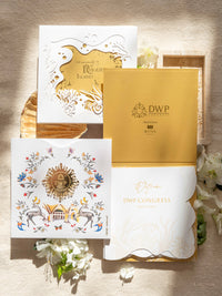 DWP Congress Schedule Stationery with Gold Foil, Laser Cut, Sea Cutouts | Rhodes Island, Greece