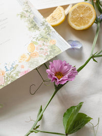 Tasca fatta a mano di lusso in stile scatola su misura | Motivi floreali di limone dell'acquerello