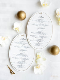 Oval Plate Menu | Luxury Foiled & Letterpress Dinner Menu on thick 710gsm premium card