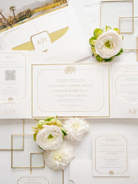 Luxurious Pocket Invitation for Desert Wedding in La Quinta California |  Palm Trees | Bespoke Commission A&H
