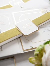 Luxurious Pocket Invitation for Desert Wedding in La Quinta California |  Palm Trees | Bespoke Commission A&H