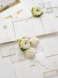 Luxurious Pocket Invitation for Desert Wedding in La Quinta California |  Palm Trees | Bespoke Commission A&H