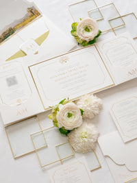 Luxurious Pocket Invitation for Desert Wedding in La Quinta California |  Palm Trees | Bespoke Commission A&H