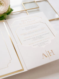 Luxurious Pocket Invitation for Desert Wedding in La Quinta California |  Palm Trees | Bespoke Commission A&H