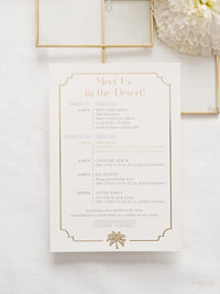 Luxurious Pocket Invitation for Desert Wedding in La Quinta California |  Palm Trees | Bespoke Commission A&H