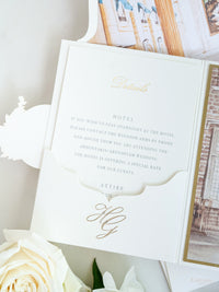 Luxury Wedding Invitation with BESPOKE | Gold Foil Monogram | Watercolor Venue Painting | The Windsor Arms Hotel, Toronto