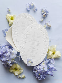 Oval 3D Sculpted Menu | Letterpress on 330gsm Premium Ivory Matt Cardstock
