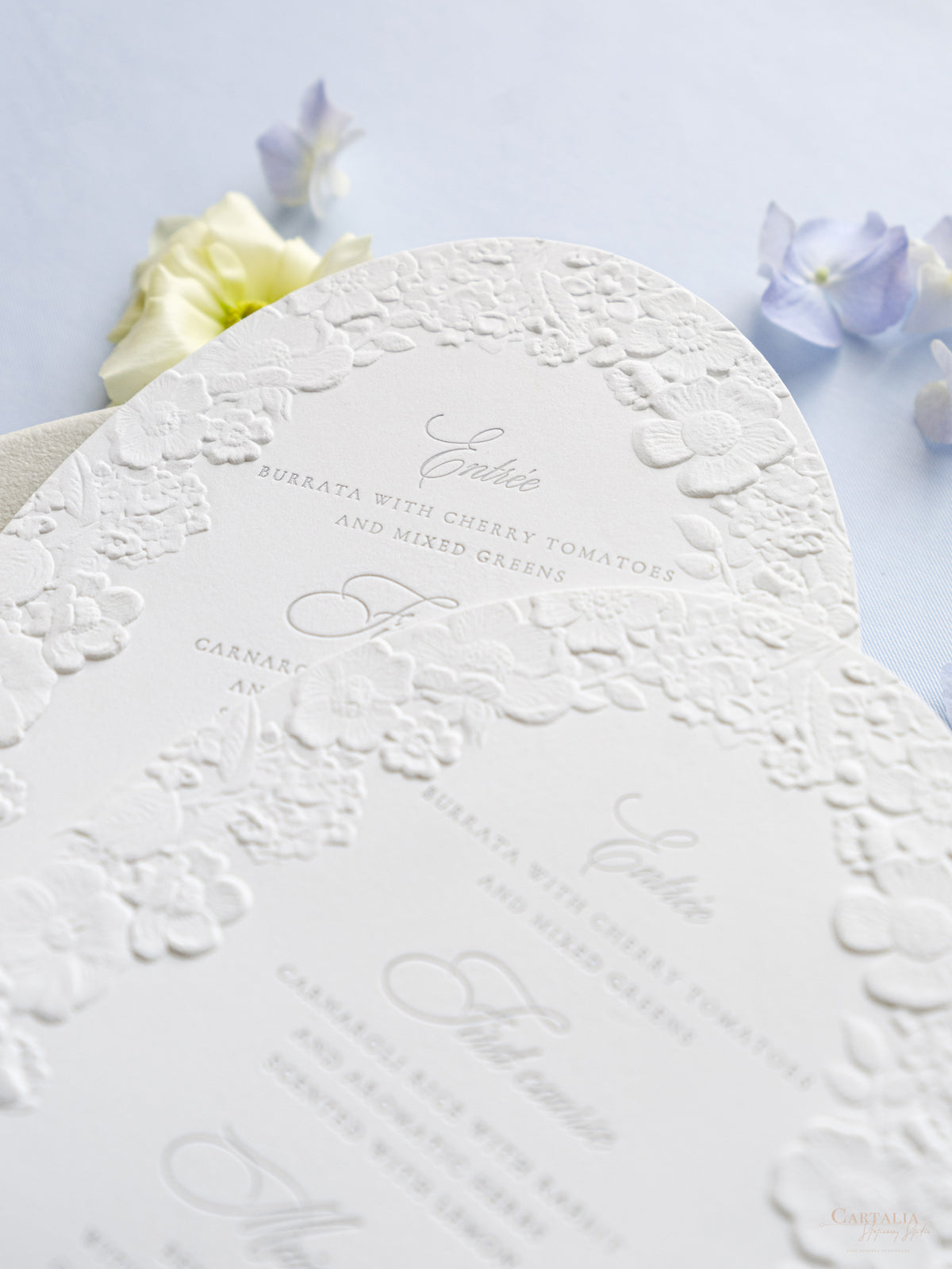 Oval 3D Sculpted Menu | Letterpress on 330gsm Premium Ivory Matt Cardstock