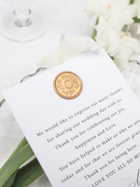 Feuille d'or de luxe cartes de remerciement avec sceau de cire