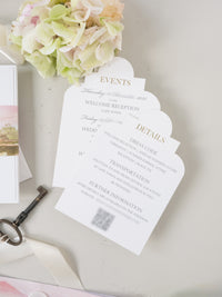 Invitation de mariage de poche Tri Fold avec aquarelle de lieu et sceau de cire ovale | Commission sur mesure E&L