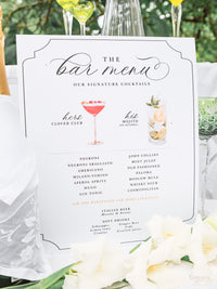 Menu de bar sur mesure avec monogramme en or | Lake Como Wedding Villa Balbiano