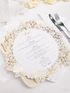 Unique Luxurious Roses Oval Foil Plate Menu | Dinner Menu