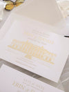 Letterpress Save The Date with Gold Foil Venue Sketch | GLOSTER HOUSE
