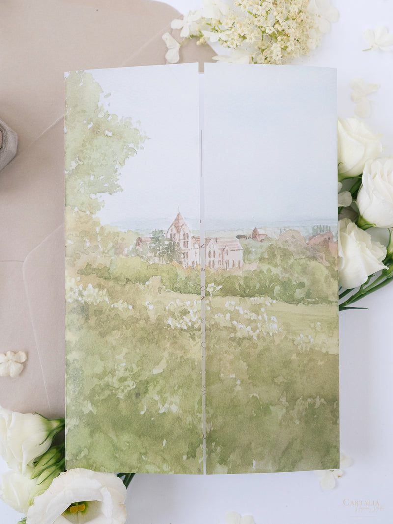 Vellum Watercolour Wedding Invitation | Petersham Hotel | Bespoke Commission R&J