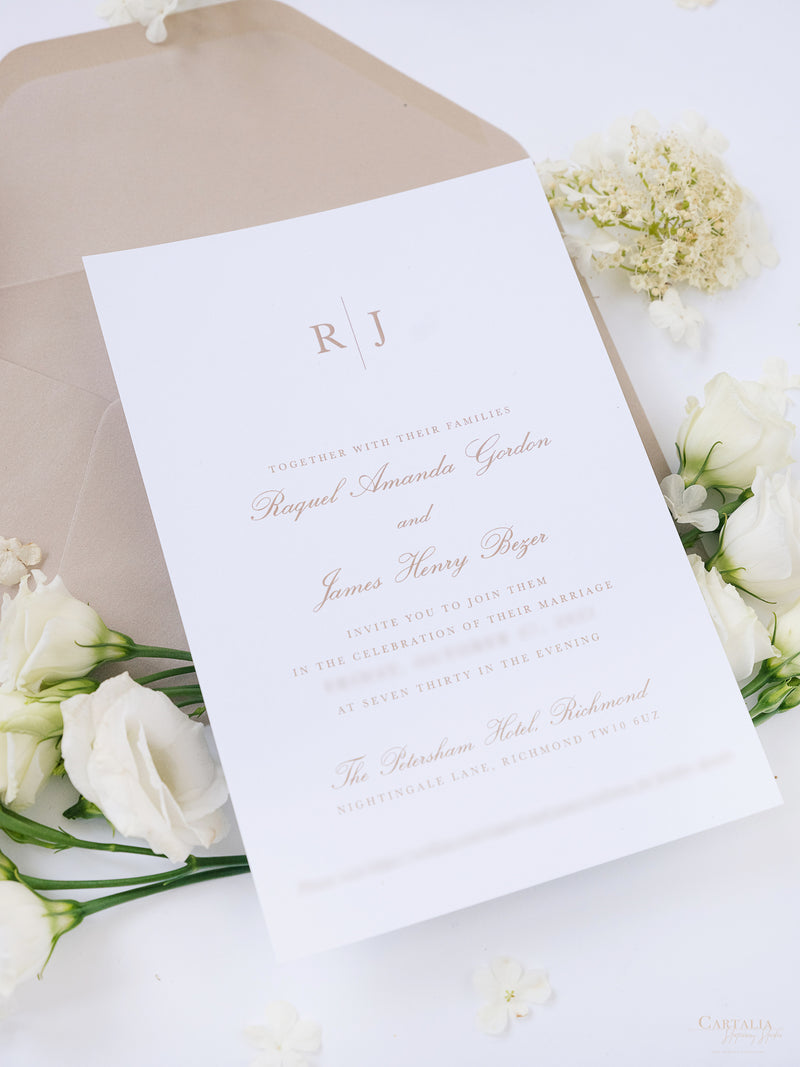 Vellum Watercolour Wedding Invitation | Petersham Hotel | Bespoke Commission R&J