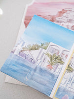 Watercolour Santorini, Greece Wedding Invitation Suite | Bespoke Commission A&A