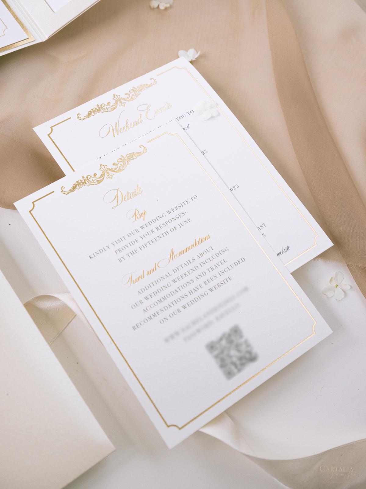 Invitation de poche de luxe avec feuille d'or | Villa Cimbrone | Commission sur mesure R&J